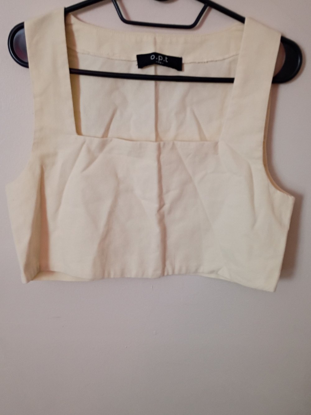 Cream Square-Neck Cropped Tank - Picture 2 of 4